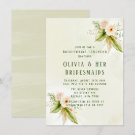 Invitación Olive Green Tropical Florals Bridesmaids Luncheon
