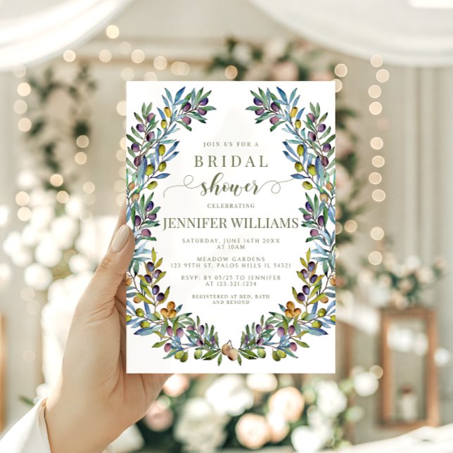 Invitación Olive Italian Tuscan Theme Boho Bridal Shower (Subido por el creador)