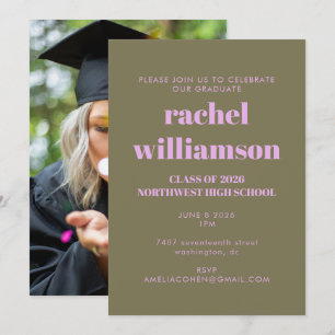 Invitación Olive Lilac Class of 2024 Photo Graduation Party