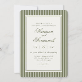 Invitación Olive Martini Striped Old Money Rehearsal Dinner