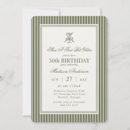 Invitación Olive Martini Tini Bit Older Striped Birthday