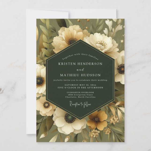 Invitación Olive Moody Anemone Wedding (Anverso)
