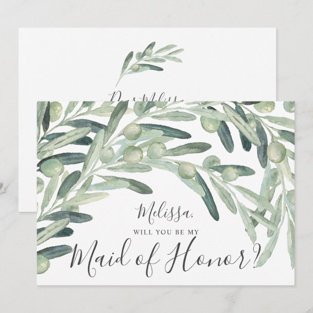 Invitación Olive, serás mi empleada de honor (Anverso / Reverso)