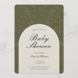 Invitación Olive Traditional Floral Arts and Crafts Shower