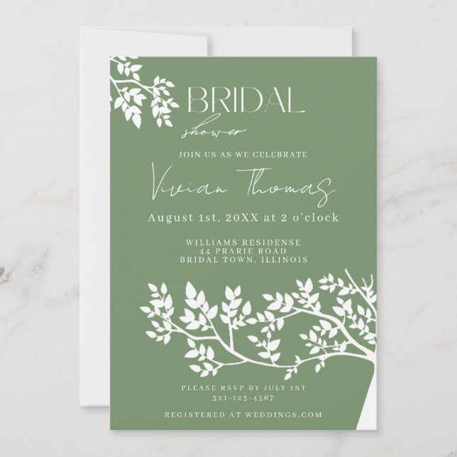 Invitación Olive Tree Mediterranean Bridal Shower (Anverso)