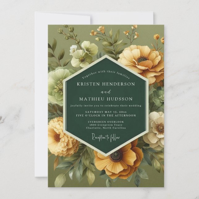 Invitación Olive Vintage Meadow Wedding (Anverso)