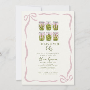 Invitación Olive You Baby Coquette Frasco de Aceitunas Baby S