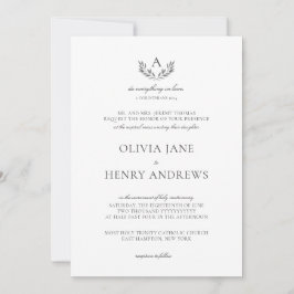 Invitación Olivia Elegant Gray Monograma Católico Boda