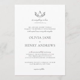 Invitación Olivia Elegant Gray Monograma Católico Boda