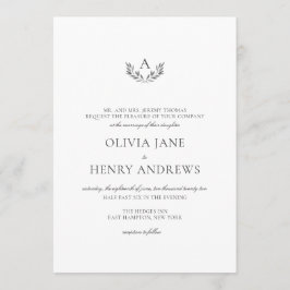 Invitación Olivia Elegant Simple Gray Monograma Boda