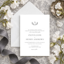 Olivia Elegante Simple Boda Monograma Gris