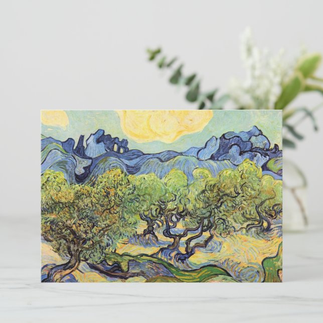 Invitación Olivos con Alpilles por Vincent van Gogh (Anverso de pie)