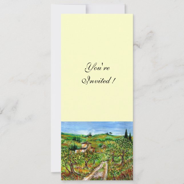 Invitación OLIVOS EN TOSCANA, blanco verde (Anverso)