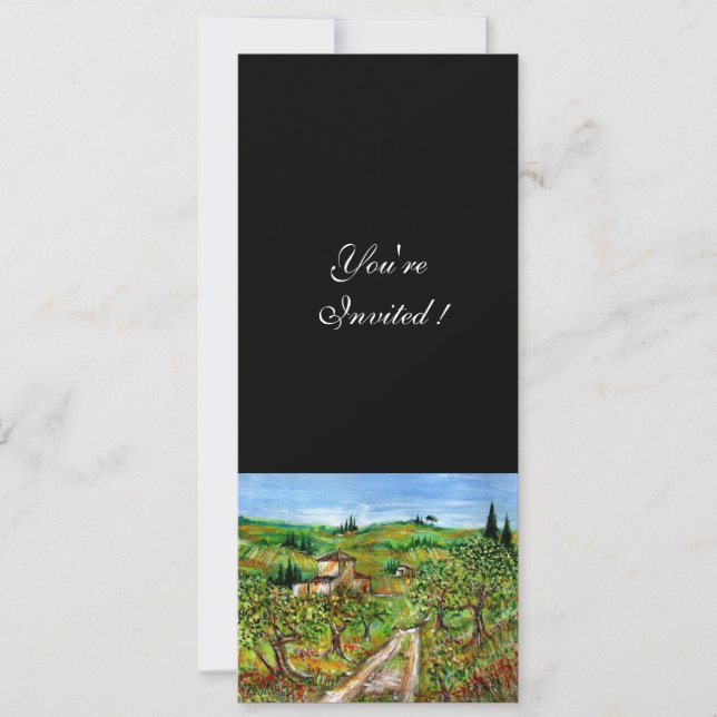 Invitación OLIVOS EN TOSCANA, negro verde (Anverso)