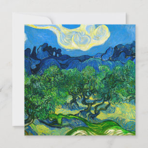 Invitación Olivos Van Gogh en un paisaje montañoso