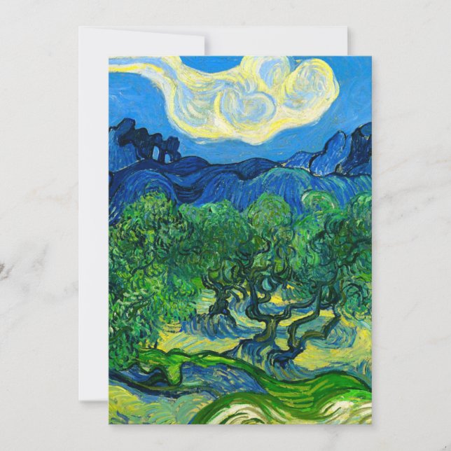 Invitación Olivos Van Gogh en un paisaje montañoso (Anverso)