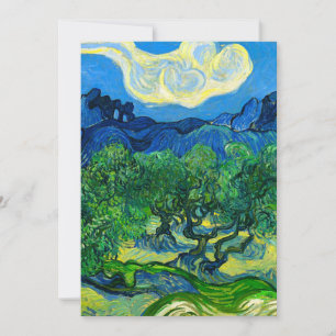 Invitación Olivos Van Gogh en un paisaje montañoso