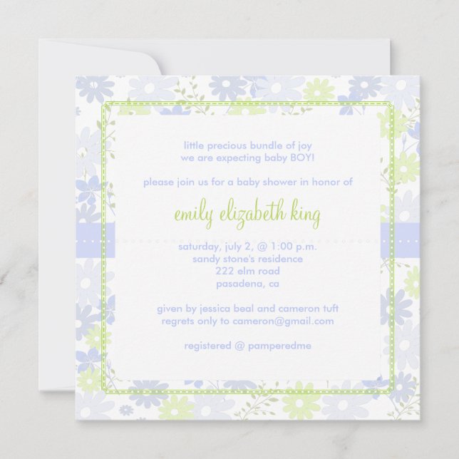 Invitación Olvídate de mí No ~ Ducha de bebé de jardín (Anverso)