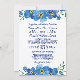 Invitación Olvídate de que no es invitada la Boda Floral Azul