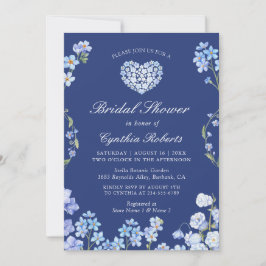 Invitación Olvídate de que no hay ducha de novia floral azul 