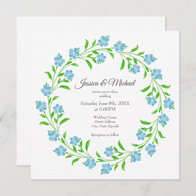 Invitación Olvídate de que no hay flor acuarela (Anverso / Reverso)