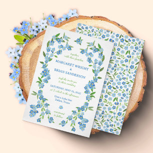 Invitación Olvídenme, no azul, Boda de acuarela de flores sil