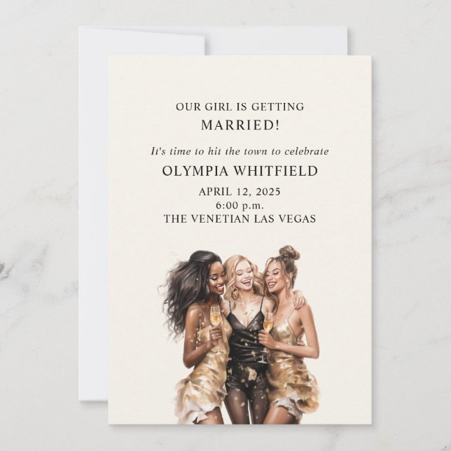 Invitación OLYMPIA Fashiable Friends Bachelorette (Anverso)