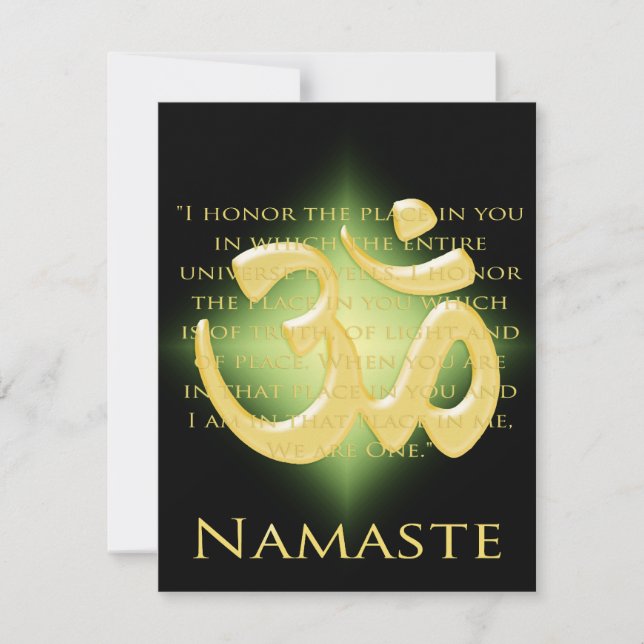 Invitación Om en negro y oro - Namaste (Anverso)