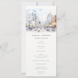 Invitación Omaha Nebraska Watercolor Scape Wedding Program