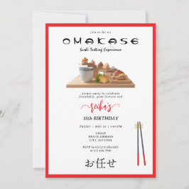 Invitación Omakase Sushi Japonés Tasting Script Cumpleaños