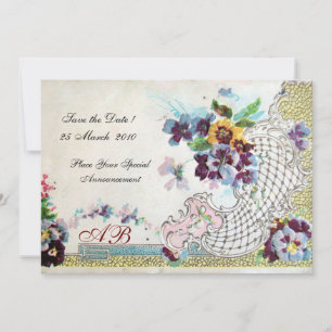 Invitación OMANTICA Floral Azul Rosa Blanco Bodas Monograma