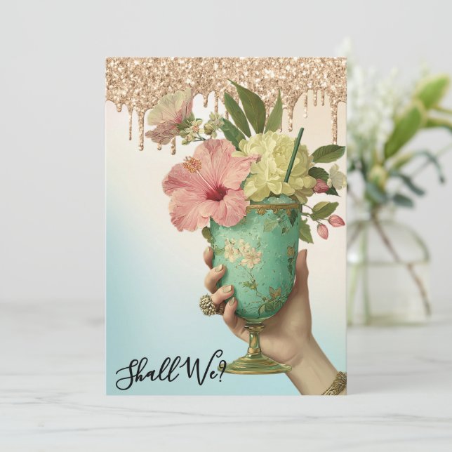 Invitación *~* Ombre 10A101 FOTO Cocktail BACHELORETTE (Anverso de pie)
