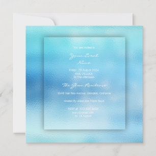 Invitación Ombre 3-D Océano Cielo Azul Playa Cacena Vidrio
