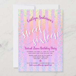 Invitación Ombre arcoiris virtual dulce dieciséis cumpleaños