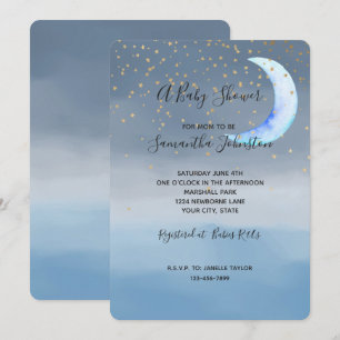 Invitación Ombre azul lunar de las estrellas doradas
