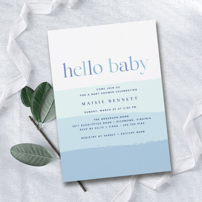 Invitación Ombre azul moderno | Simple Boy Baby Shower (Subido por el creador)