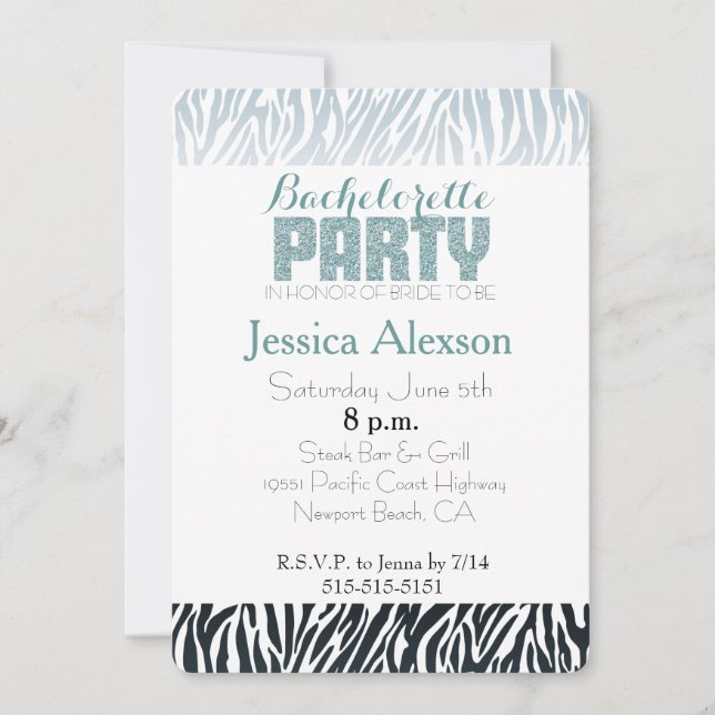 Invitación Ombre azul salvaje de impresión Ombre Bachelorette (Anverso)