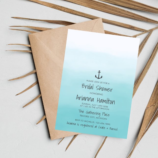 Invitación Ombre Beach Destination Ocean Anchor Bridal Shower (Subido por el creador)