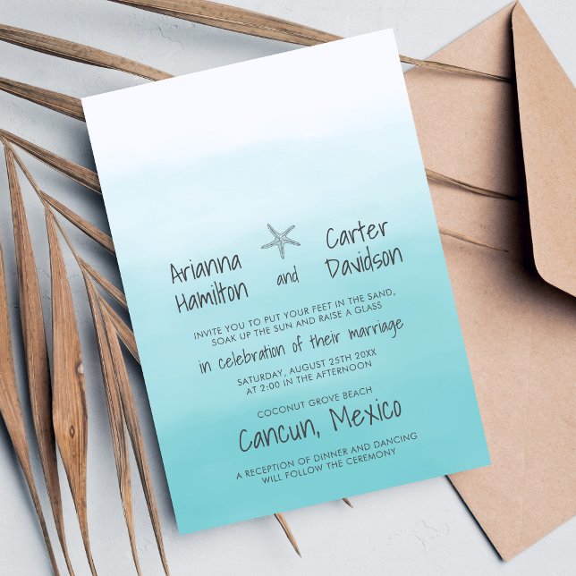 Invitación Ombre Beach Destination Ocean Starfish Boda (Subido por el creador)