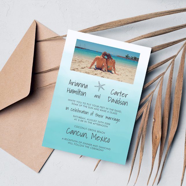 Invitación Ombre Beach Destination Ocean Starfish Boda (Subido por el creador)