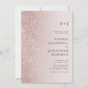 Invitación Ombre Boda Rosa Ombre Purpurina de Rubor Gold