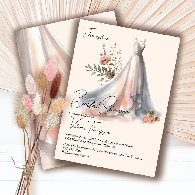 Invitación Ombre Boho Boda Vestido floral Ducha de novia (Subido por el creador)