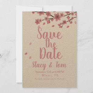 Invitación Ombre Cherry Blossom Tree Pink Save the Date