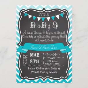 Invitación Ombre Chevron Chalkboard Baby Q