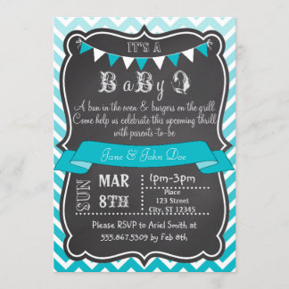 Invitación Ombre Chevron Chalkboard Baby Q