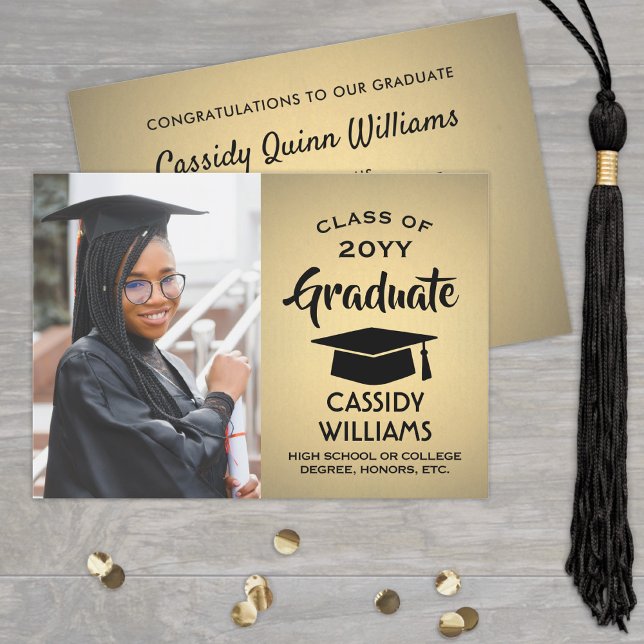 Invitación Ombre de oro de año de clase y foto de graduación  (Subido por el creador)