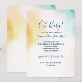 Invitación Ombre de tinte de color Aqua Yellow Gold