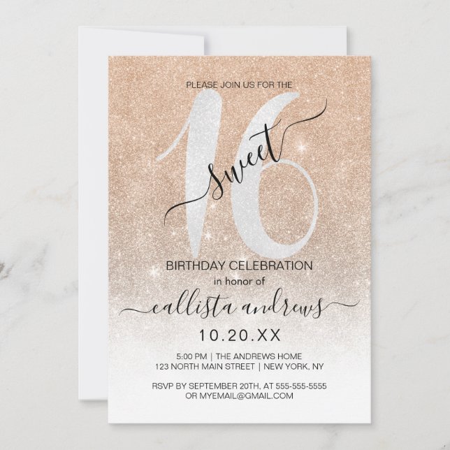 Invitación Ombre dulce Ombre blanco de oro espartano 16 (Anverso)
