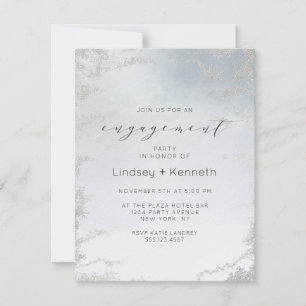 Invitación Ombre Dusty Blue Frost Silver Engagement Party