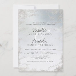 Invitación Ombre Dusty Blue Frosted Silver Boda moderno